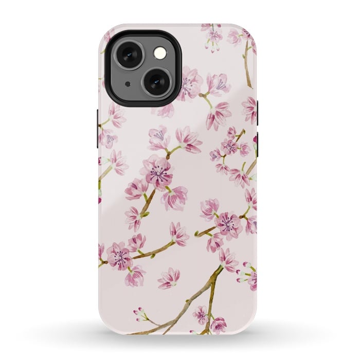 iPhone 13 mini StrongFit Pink Spring Cherry Blossom Pattern by  Utart