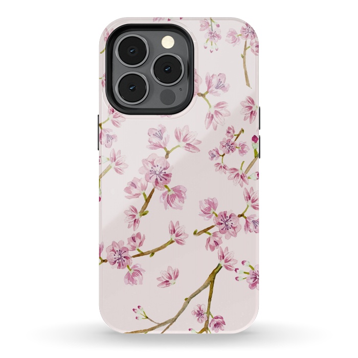 iPhone 13 pro StrongFit Pink Spring Cherry Blossom Pattern by  Utart
