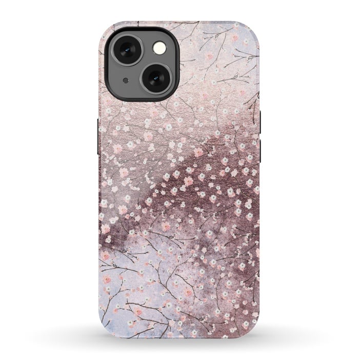 iPhone 13 StrongFit Metal vintage Pink Cherry Blossom Pattern by  Utart