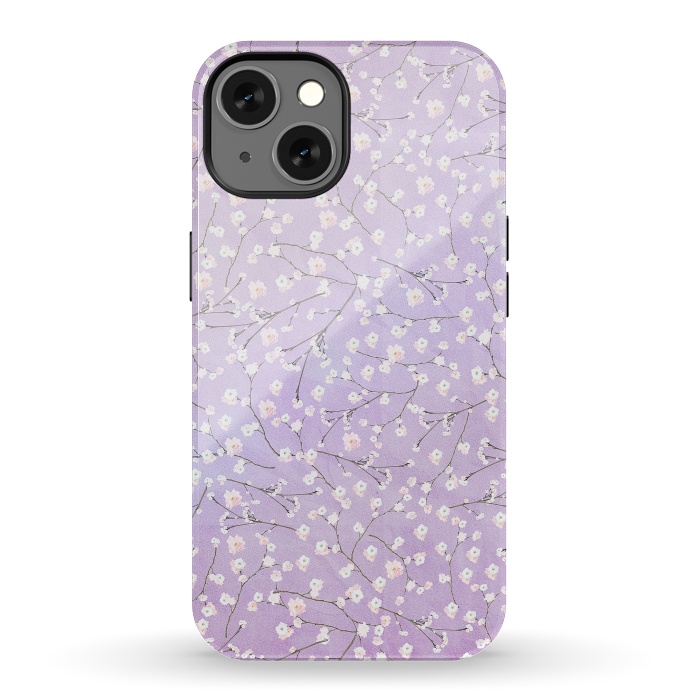 iPhone 13 StrongFit Purple Watercolor Spring Cherry Blossom Pattern by  Utart
