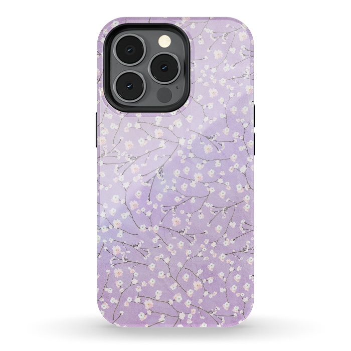 iPhone 13 pro StrongFit Purple Watercolor Spring Cherry Blossom Pattern by  Utart
