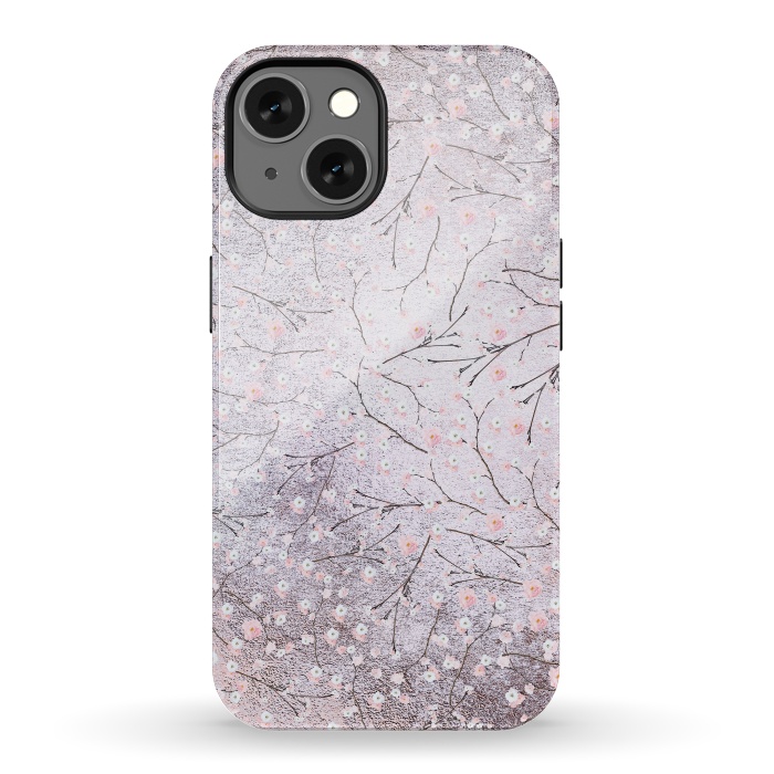 iPhone 13 StrongFit Purple Gray Metal Shiny Cherry Blossom Pattern by  Utart