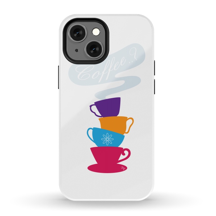 iPhone 13 mini StrongFit Bright Coffee Cups by Martina