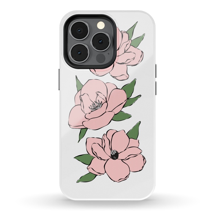 iPhone 13 pro StrongFit Big Pink Flowers by Martina