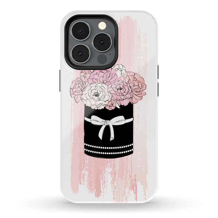 iPhone 13 pro StrongFit Flower Box with pink Peonies by Martina