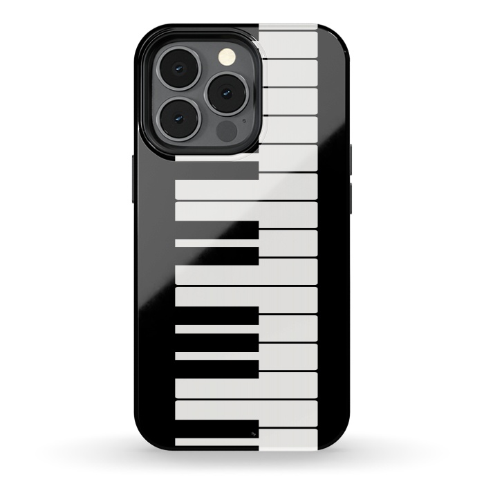 iPhone 13 pro StrongFit Black and white piano keys music instrument by Martina