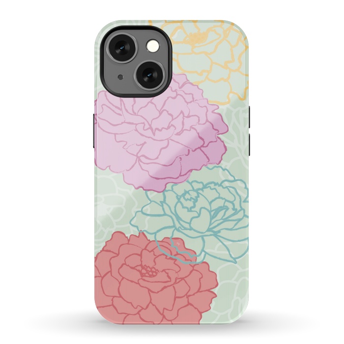 iPhone 13 StrongFit Pretty pastel peonies by Martina