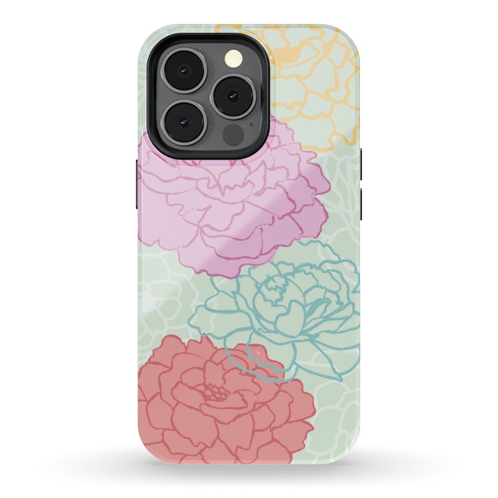 iPhone 13 pro StrongFit Pretty pastel peonies by Martina