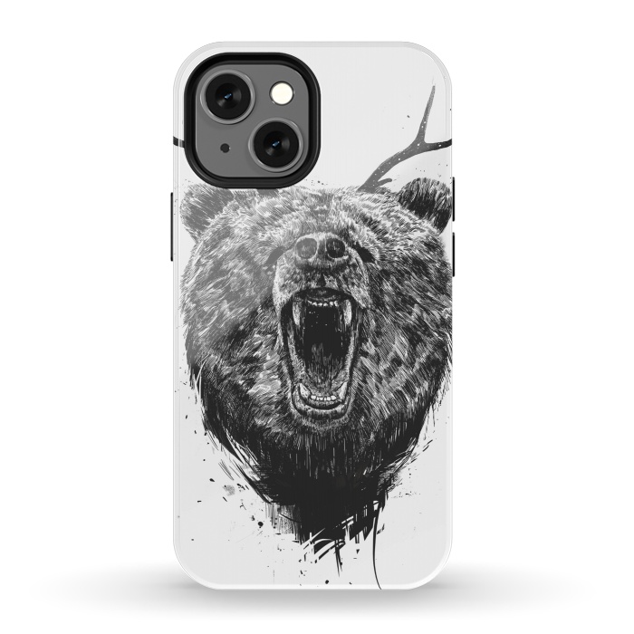iPhone 13 mini StrongFit Angry bear with antlers by Balazs Solti