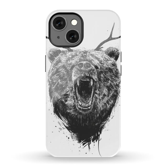 iPhone 13 StrongFit Angry bear with antlers by Balazs Solti
