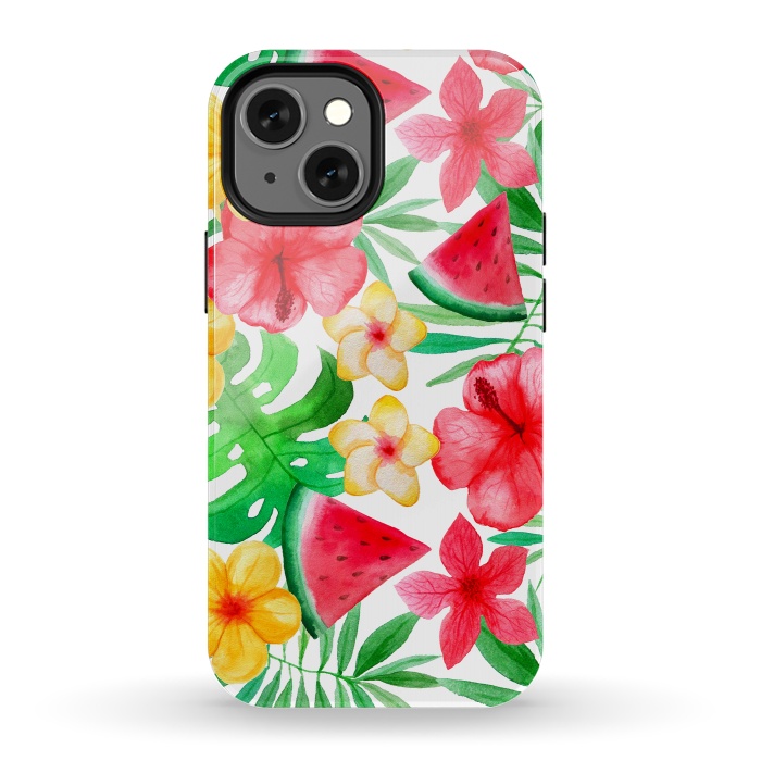 iPhone 13 mini StrongFit Aloha Tropical Hibiscus and Melon Pattern by  Utart