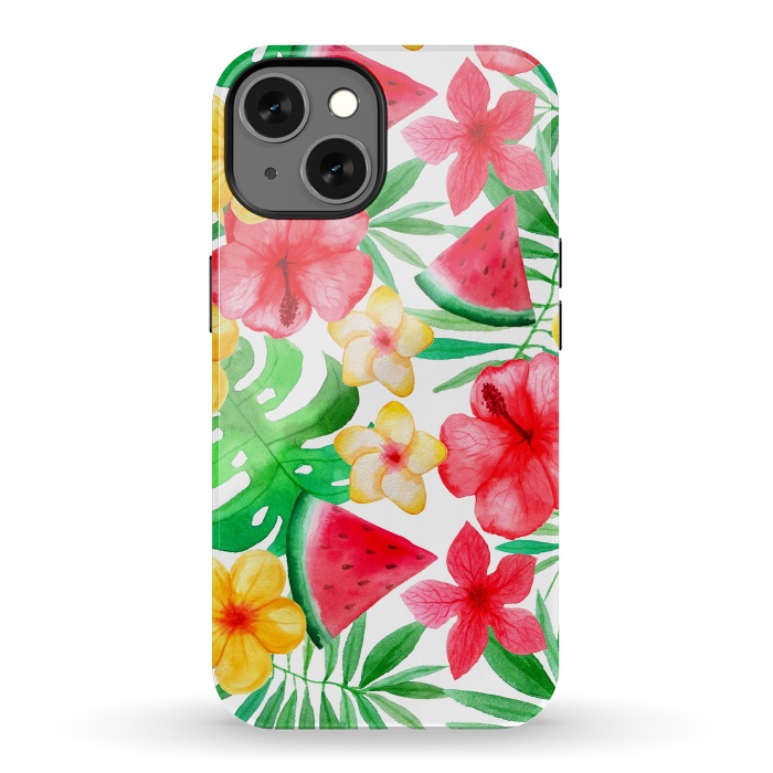 iPhone 13 StrongFit Aloha Tropical Hibiscus and Melon Pattern by  Utart