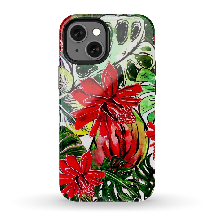 iPhone 13 mini StrongFit Aloha Tropical Passiflora Jungle by  Utart