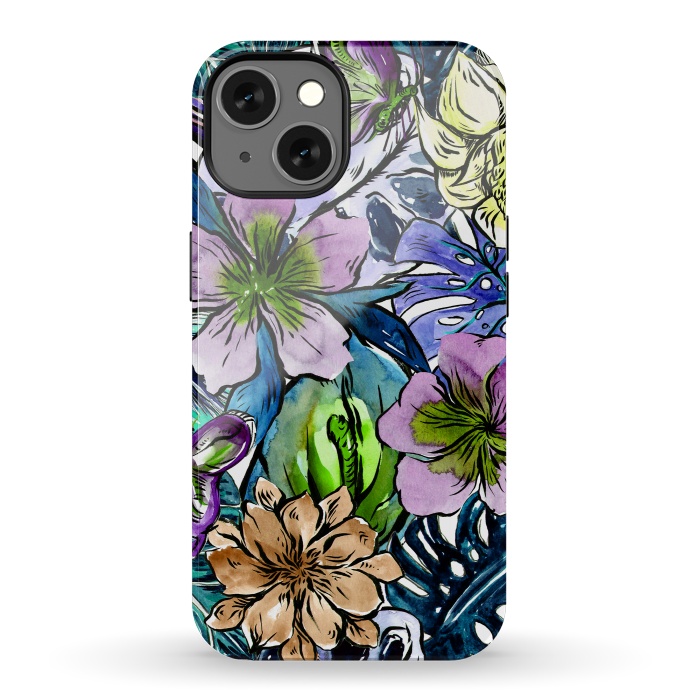 iPhone 13 StrongFit Purple Aloha Hibiscus Tropical Flower Pattern by  Utart