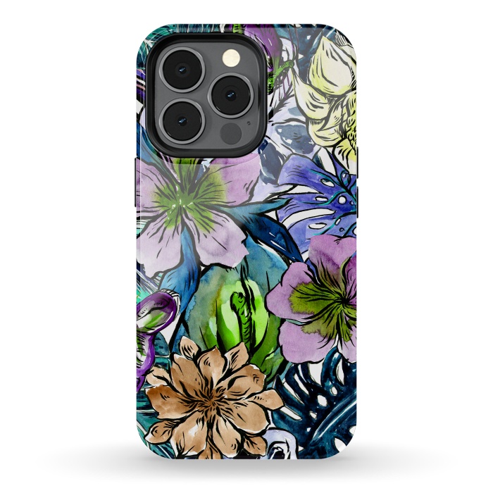 iPhone 13 pro StrongFit Purple Aloha Hibiscus Tropical Flower Pattern by  Utart