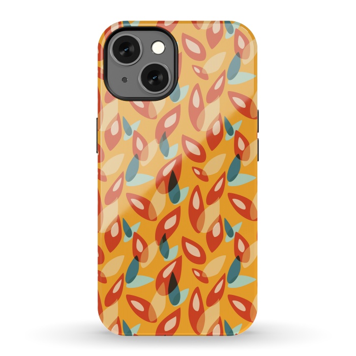 iPhone 13 StrongFit Orange Blue Yellow Abstract Autumn Leaves Pattern by Boriana Giormova