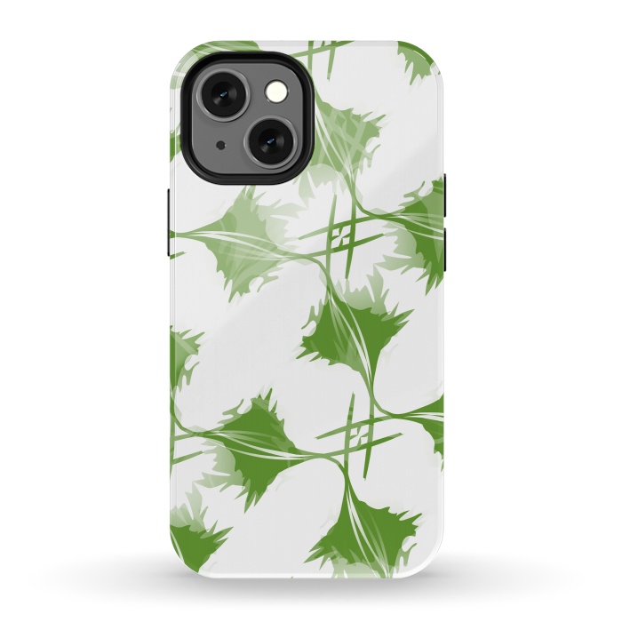 iPhone 13 mini StrongFit Green Leaves by Creativeaxle