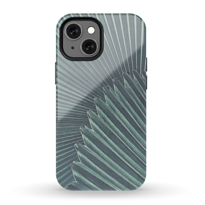 iPhone 13 mini StrongFit Teal Palm Leaves by Andrea Haase