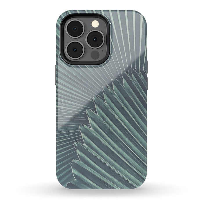 iPhone 13 pro StrongFit Teal Palm Leaves by Andrea Haase