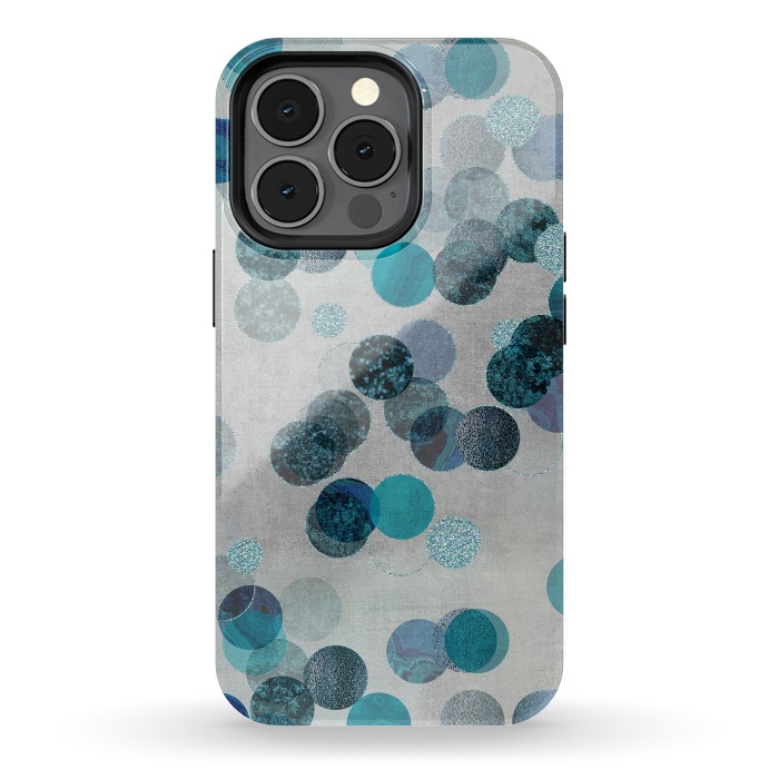 iPhone 13 pro StrongFit Fancy Faux Glitter Dots In Teal And Turquoise by Andrea Haase