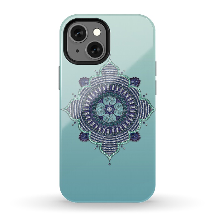 iPhone 13 mini StrongFit Precious Turquoise Mandala Ornament by Andrea Haase