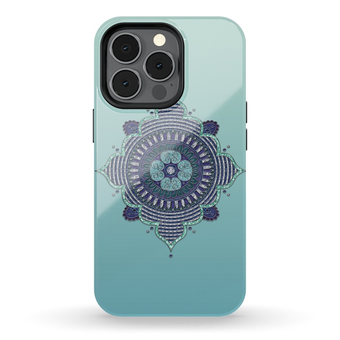 iPhone 13 pro StrongFit Precious Turquoise Mandala Ornament by Andrea Haase