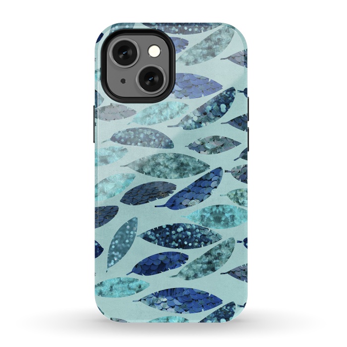 iPhone 13 mini StrongFit Sparkling Mermaid Feathers Blue And Teal by Andrea Haase