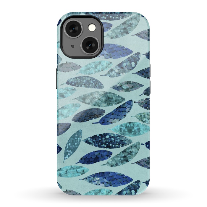 iPhone 13 StrongFit Sparkling Mermaid Feathers Blue And Teal by Andrea Haase