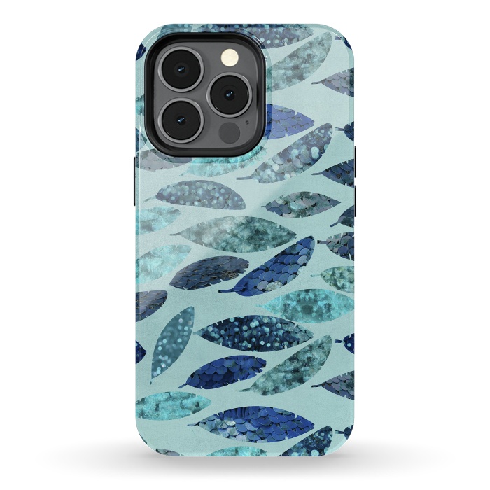 iPhone 13 pro StrongFit Sparkling Mermaid Feathers Blue And Teal by Andrea Haase