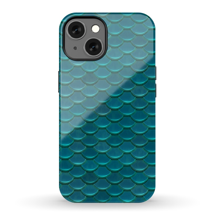 iPhone 13 StrongFit Shiny Green Mermaid Scales by Andrea Haase