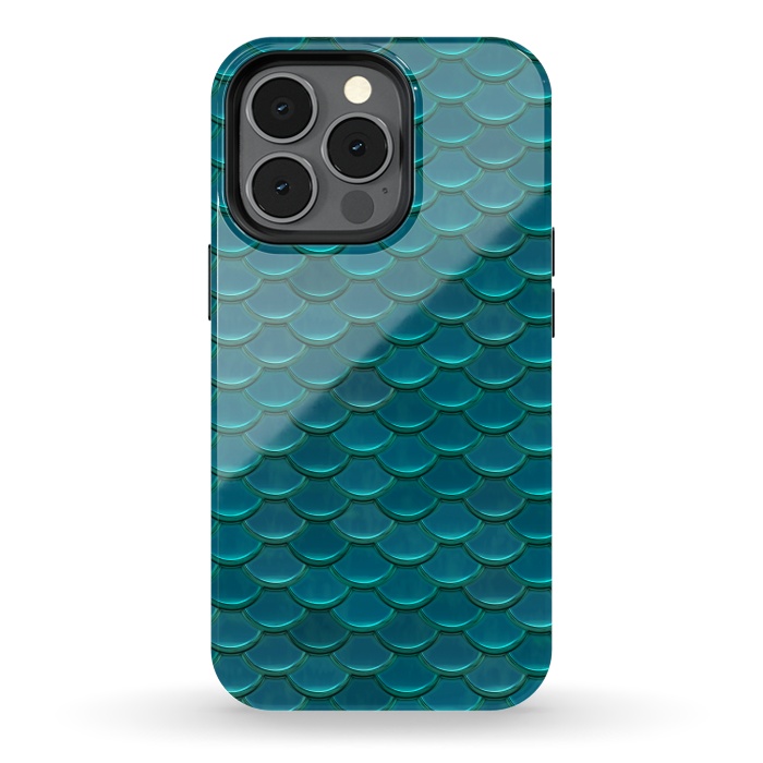 iPhone 13 pro StrongFit Shiny Green Mermaid Scales by Andrea Haase