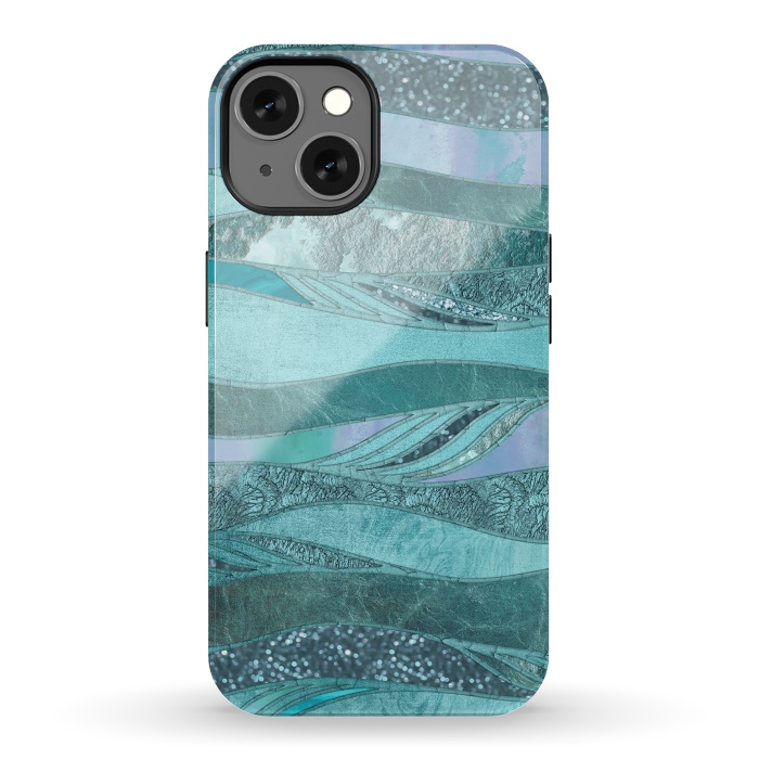 iPhone 13 StrongFit Glamorous Waves Of Turquoise and Teal 2 by Andrea Haase