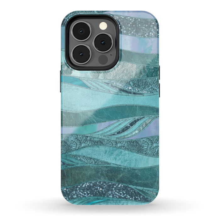 iPhone 13 pro StrongFit Glamorous Waves Of Turquoise and Teal 2 by Andrea Haase