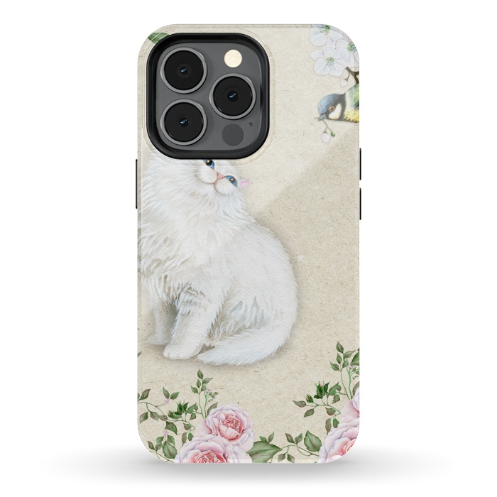 iPhone 13 pro StrongFit Kitty Welcomes Bird by Creativeaxle