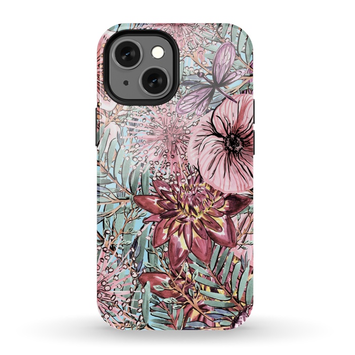 iPhone 13 mini StrongFit Tropical Vintage Flower Pattern by  Utart