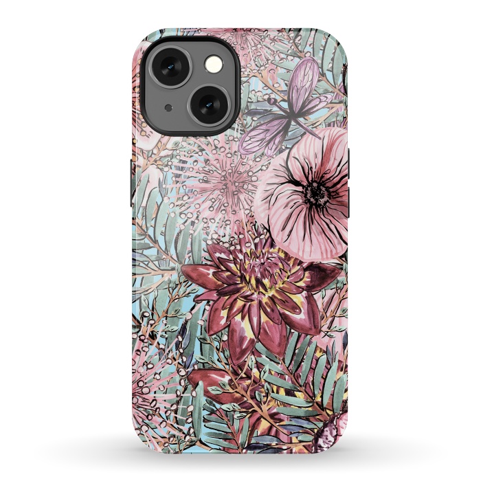 iPhone 13 StrongFit Tropical Vintage Flower Pattern by  Utart