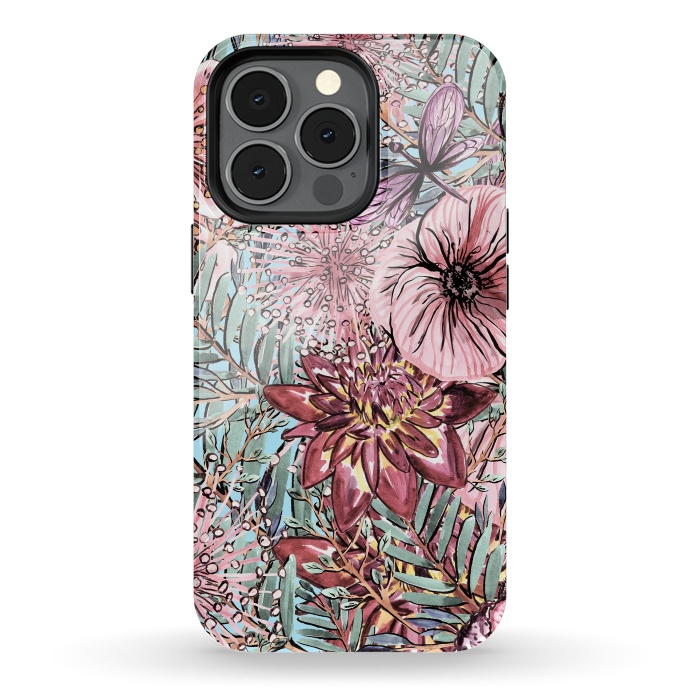 iPhone 13 pro StrongFit Tropical Vintage Flower Pattern by  Utart