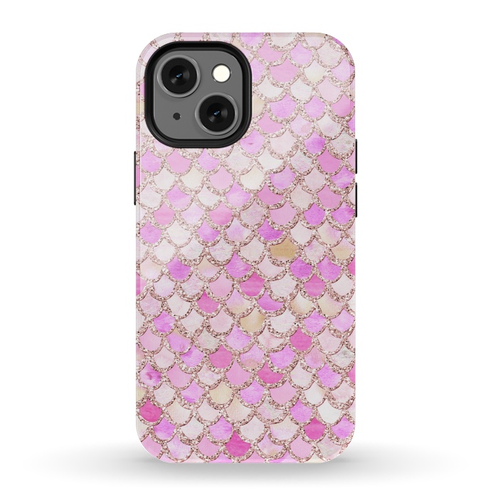 iPhone 13 mini StrongFit Light Pink hand drawn mermaid scales by  Utart
