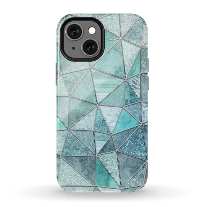 iPhone 13 mini StrongFit Stained Glass Glamour Teal And Turquoise by Andrea Haase