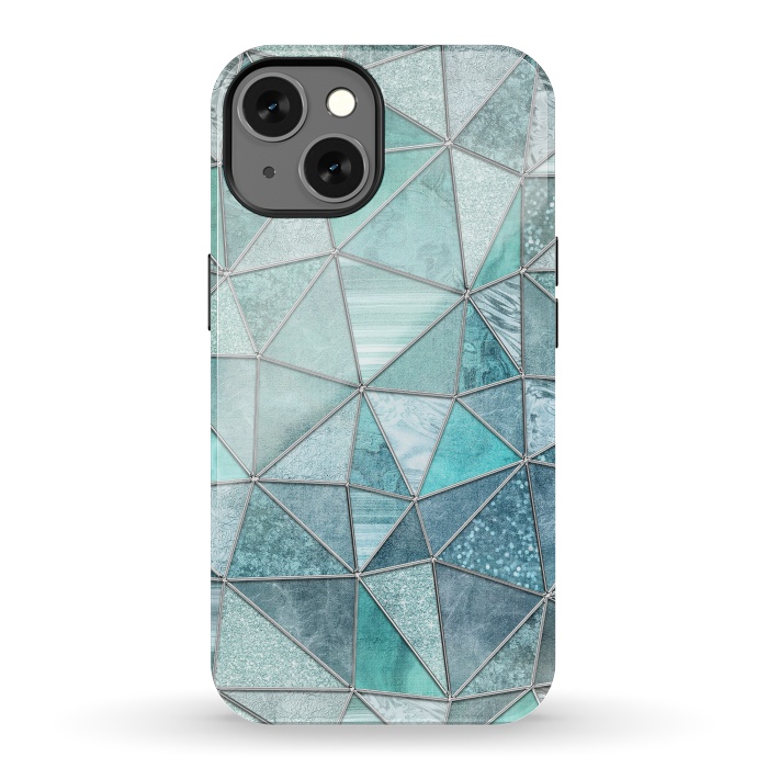 iPhone 13 StrongFit Stained Glass Glamour Teal And Turquoise by Andrea Haase