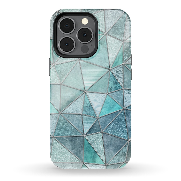 iPhone 13 pro StrongFit Stained Glass Glamour Teal And Turquoise by Andrea Haase