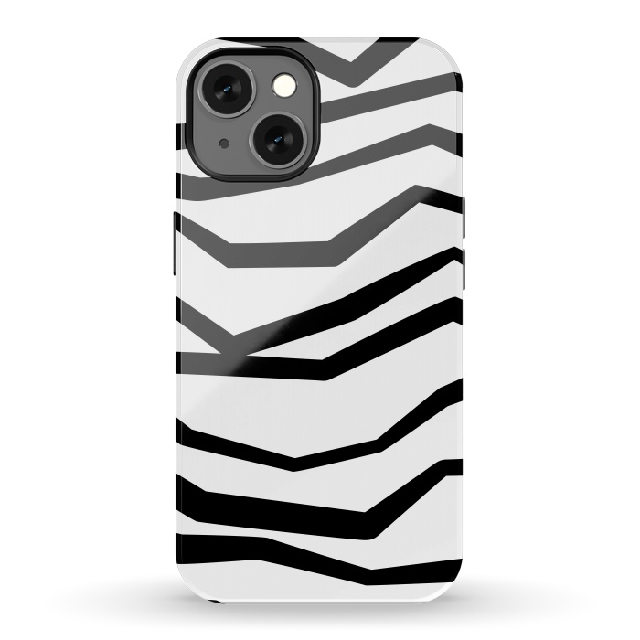 iPhone 13 StrongFit Wavy Zig Zag Stripes Black And White 2 by Andrea Haase