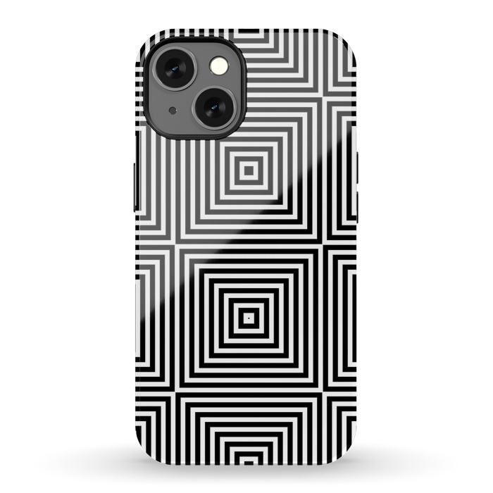 iPhone 13 StrongFit Optical Illusion Black And White Squares by Andrea Haase