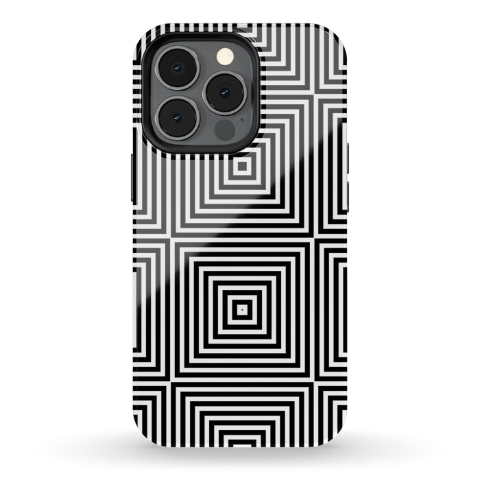 iPhone 13 pro StrongFit Optical Illusion Black And White Squares by Andrea Haase