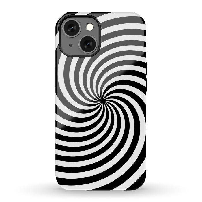 iPhone 13 StrongFit Concentric Spiral Op Art Black And White 2 by Andrea Haase