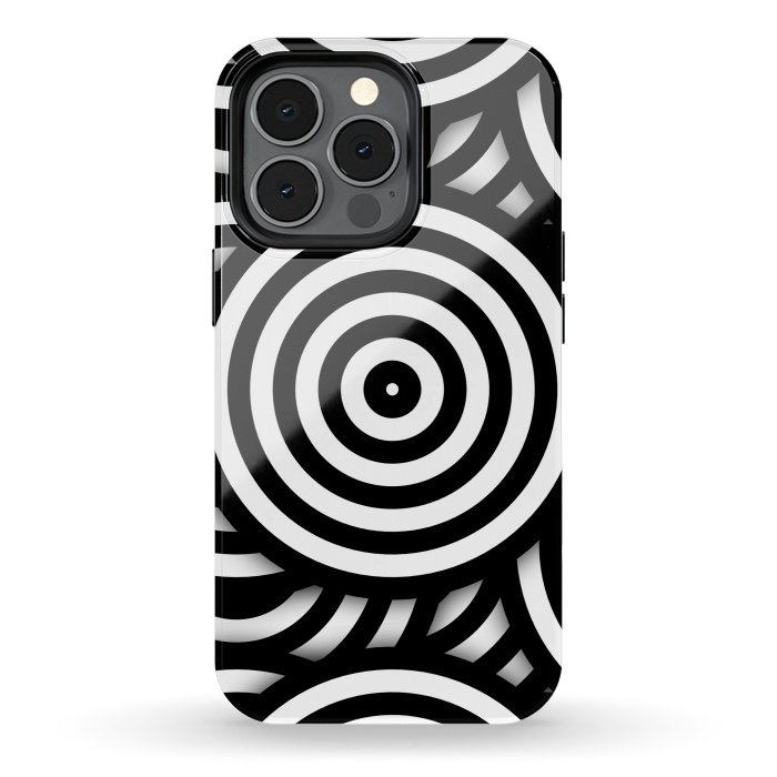 iPhone 13 pro StrongFit Pop-Art Circle Pattern Black White 2 by Andrea Haase