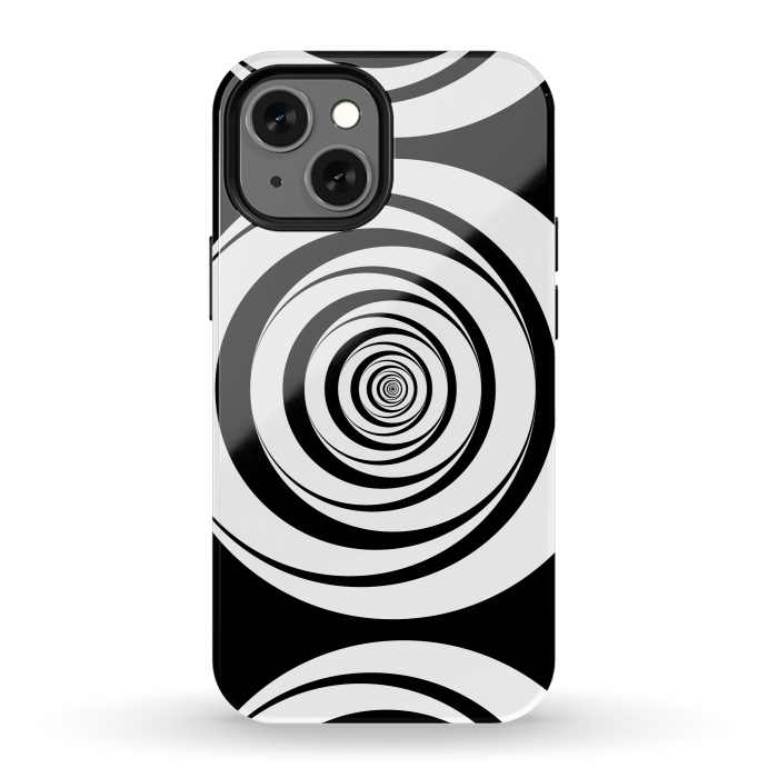 iPhone 13 mini StrongFit Concentric Circles Pop-Art Black White 2 by Andrea Haase