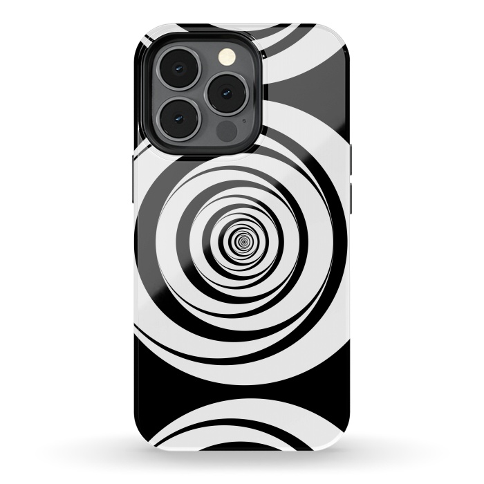 iPhone 13 pro StrongFit Concentric Circles Pop-Art Black White 2 by Andrea Haase