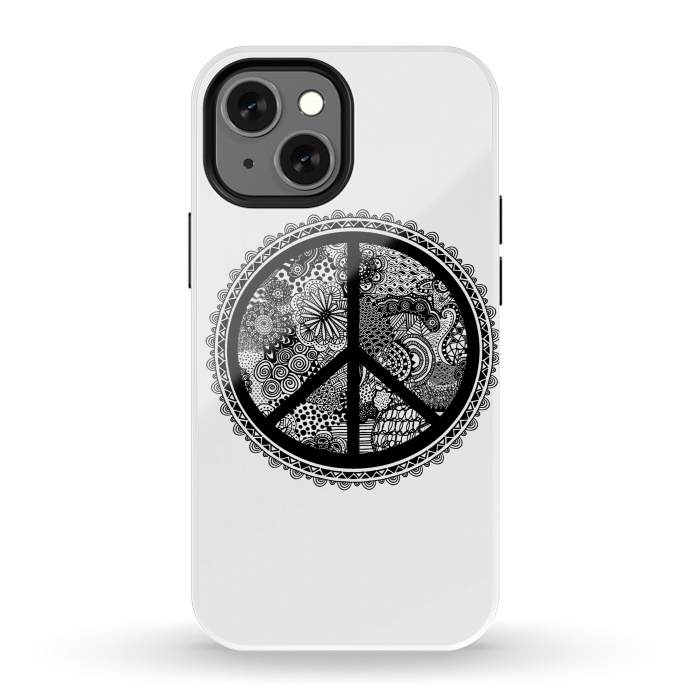 iPhone 13 mini StrongFit Zen Doodle Peace Symbol by Andrea Haase