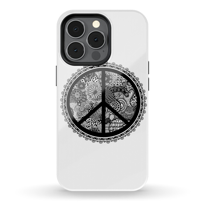 iPhone 13 pro StrongFit Zen Doodle Peace Symbol by Andrea Haase